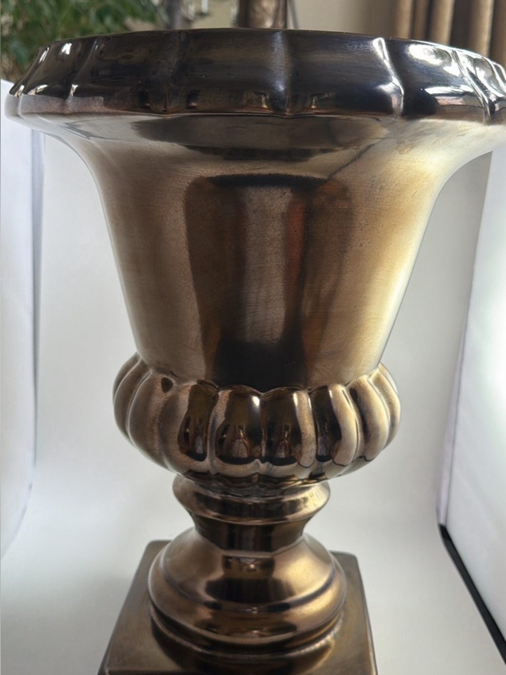 Bronze  tackle Glaze Vase, Planter Haeger Floral Line 16”